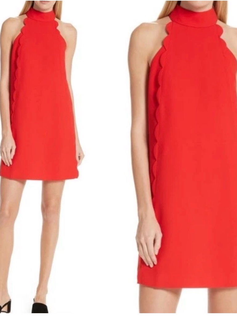 Ted Baker Red Scalloped Halter Mini Dress